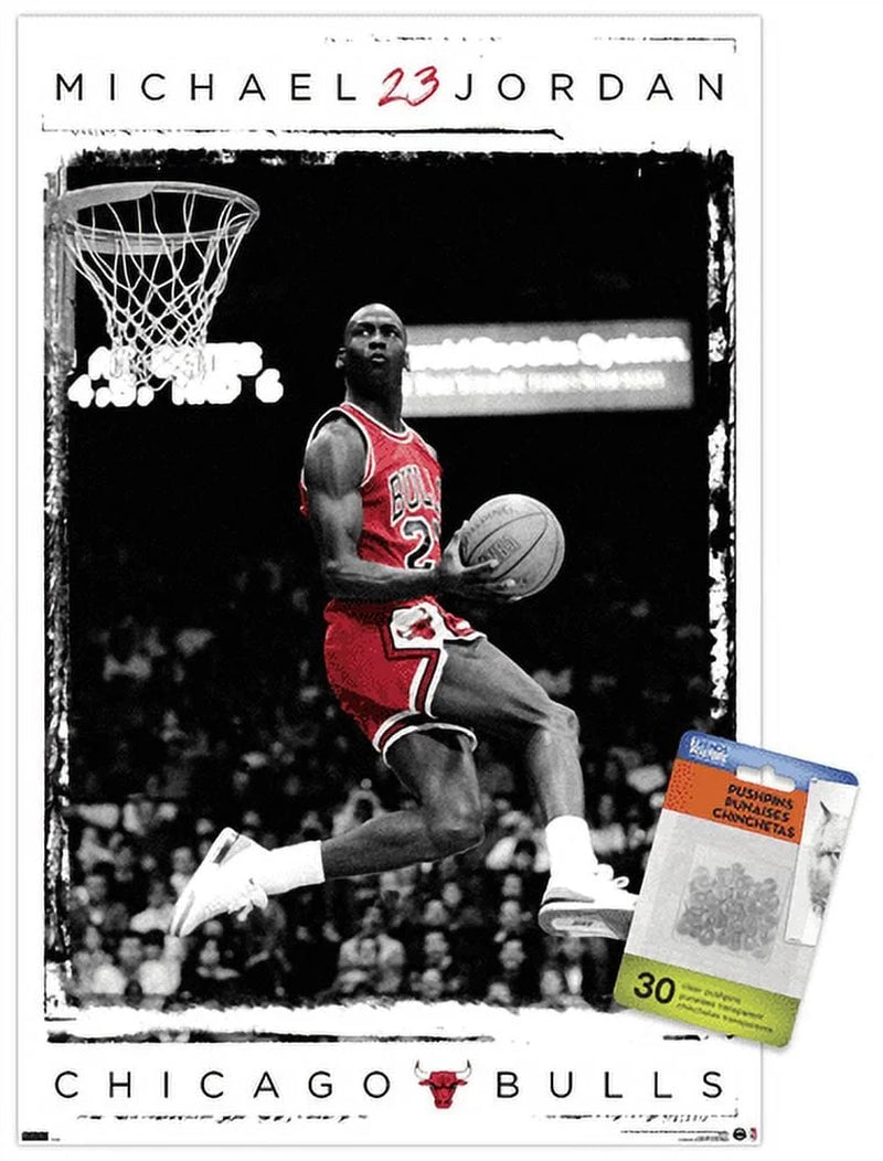 Michael Jordan - Dunk Wall Poster with Pushpins,